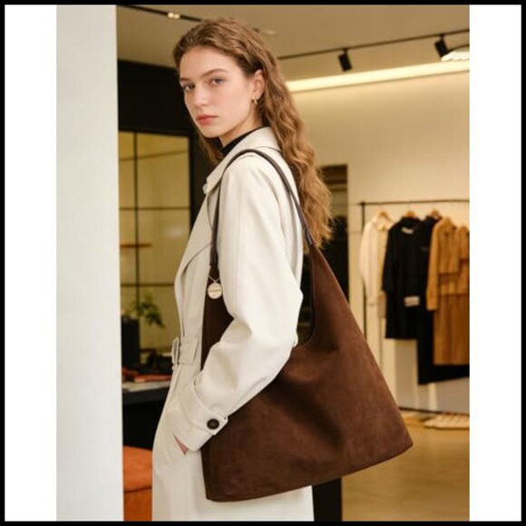 Slouchy Hobo Tote Vegan Leather Large Shoulder Bag Zipper Closure Chic - Picture 3 of 7